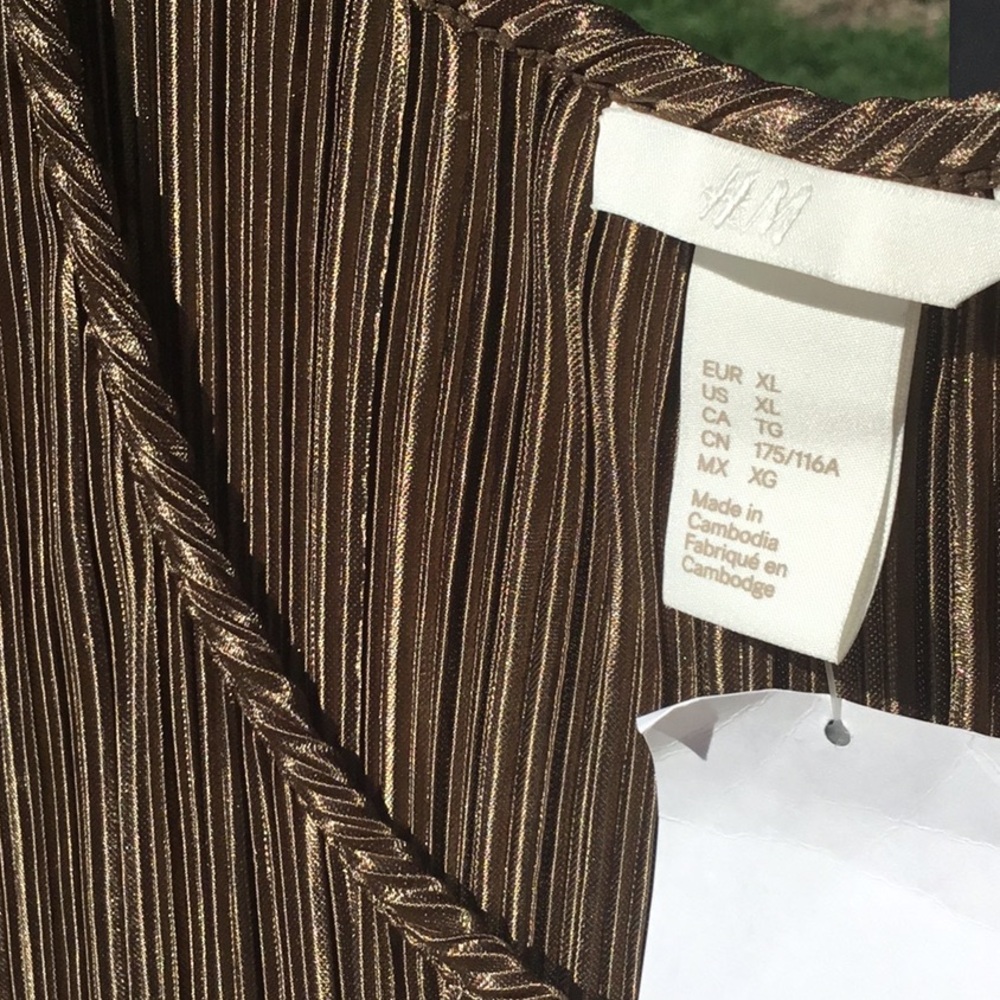 NWT Beach Swim Cover Up Wrinkle free Vaca Bronze Metallic Accordion Pleat Dress - Picture 10 of 16